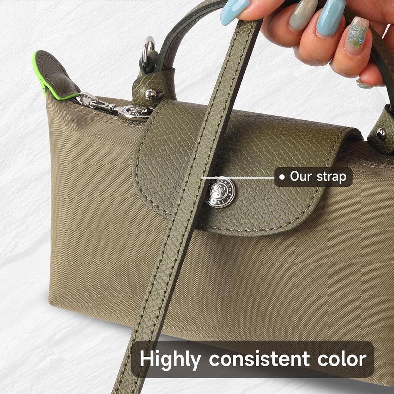 KOMHPS Purse Straps Replacement, Leather Handbag Crossbody Shoulder Strap Kit Adjustable for Mini Longcamp Tote Bag Women - Image 5